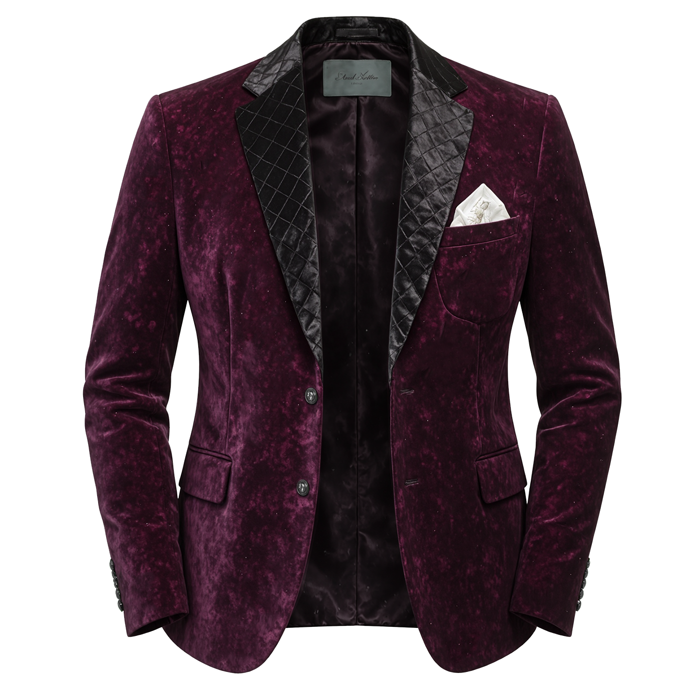 Men's Vintage Elegant Purple Velvet Blazer With Quilted Lapels Suit
