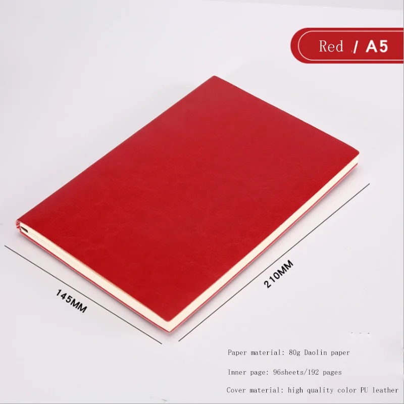 Soft Cover A5 B5 Notebook 5 Colors Large Business Diary Leather Soft Copy Journal School Office Meeting Record Notepad Handbook