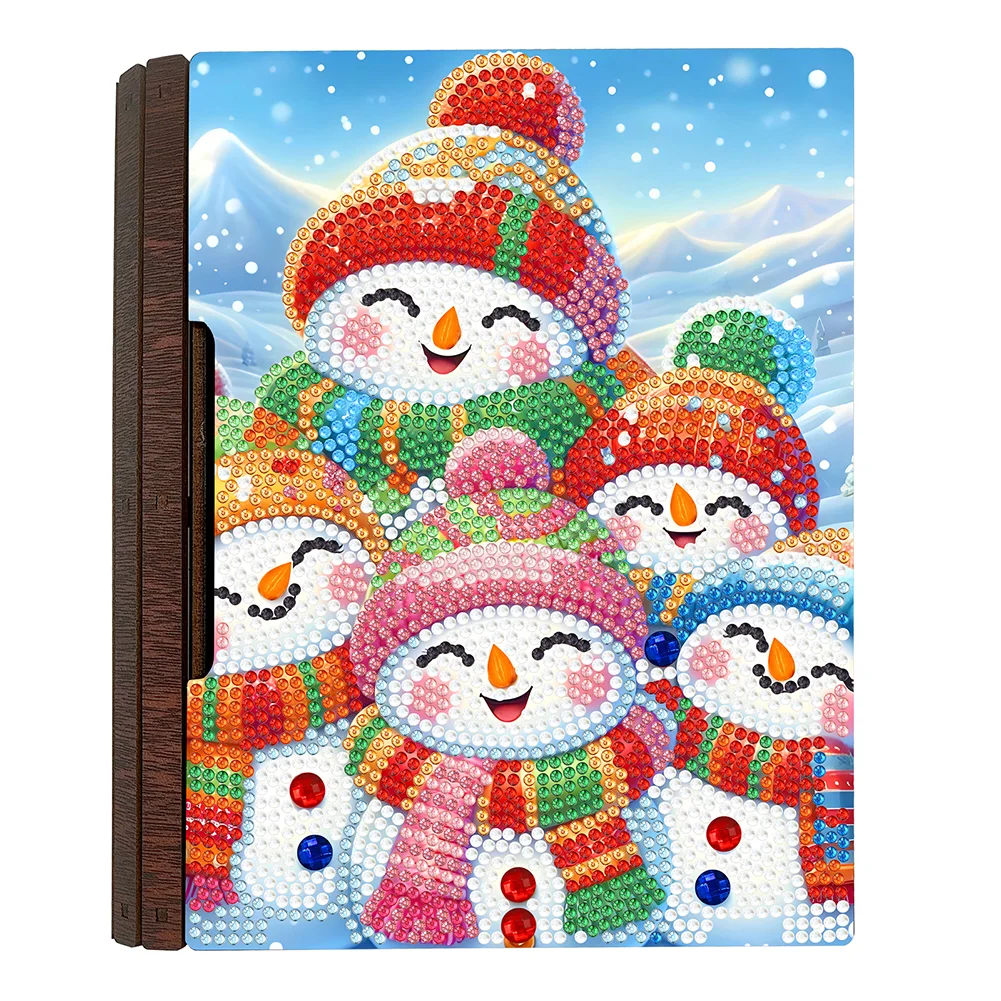 DIY Snowman Wooden Diamond Jewelry Case Mosaic Craft Set for Rings Bracelets