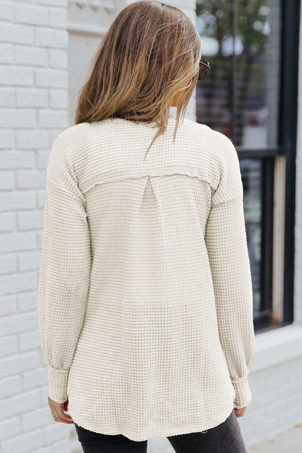 Everyday Waffle Knit Henley Top