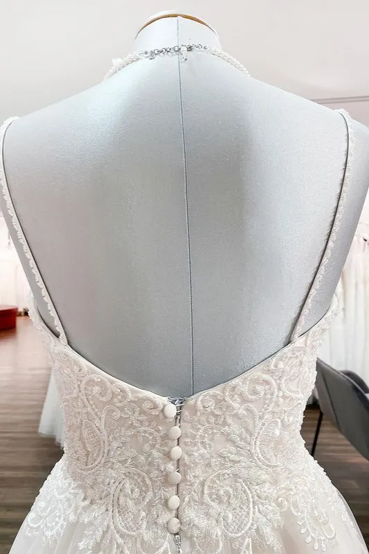 Long Spaghetti Straps Tulle Dress with Sweetheart Neck White Plus Size main image 1