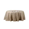 108" Natural Round Burlap Rustic Seamless Tablecloth | Jute Linen Table Decor
