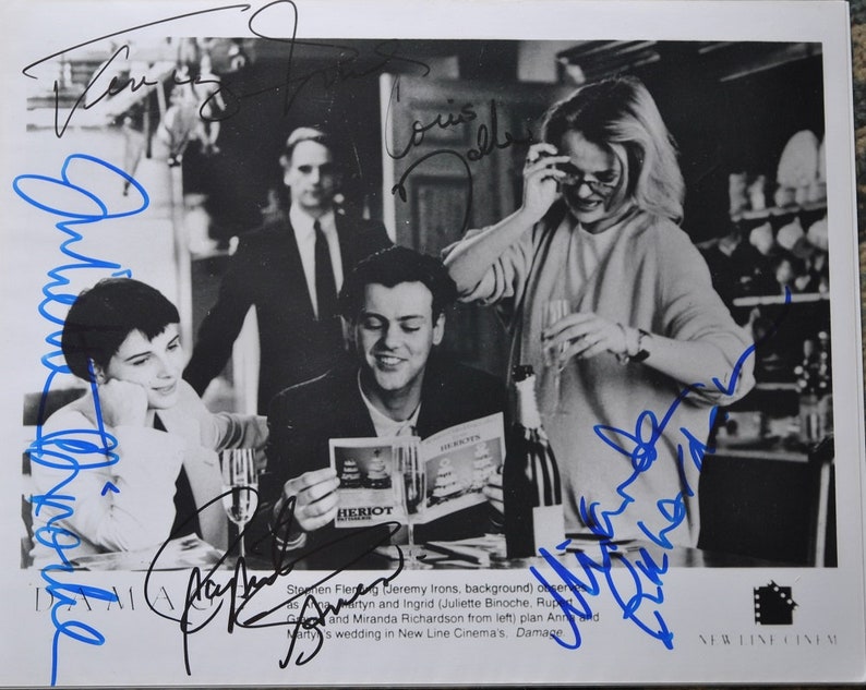 DAMAGE CAST SIGNED Photo Poster painting X5 Director-Louis Malle and starring Jeremy Irons, Juliette Binoche, Miranda Richardson, Rupert Graves wcoa