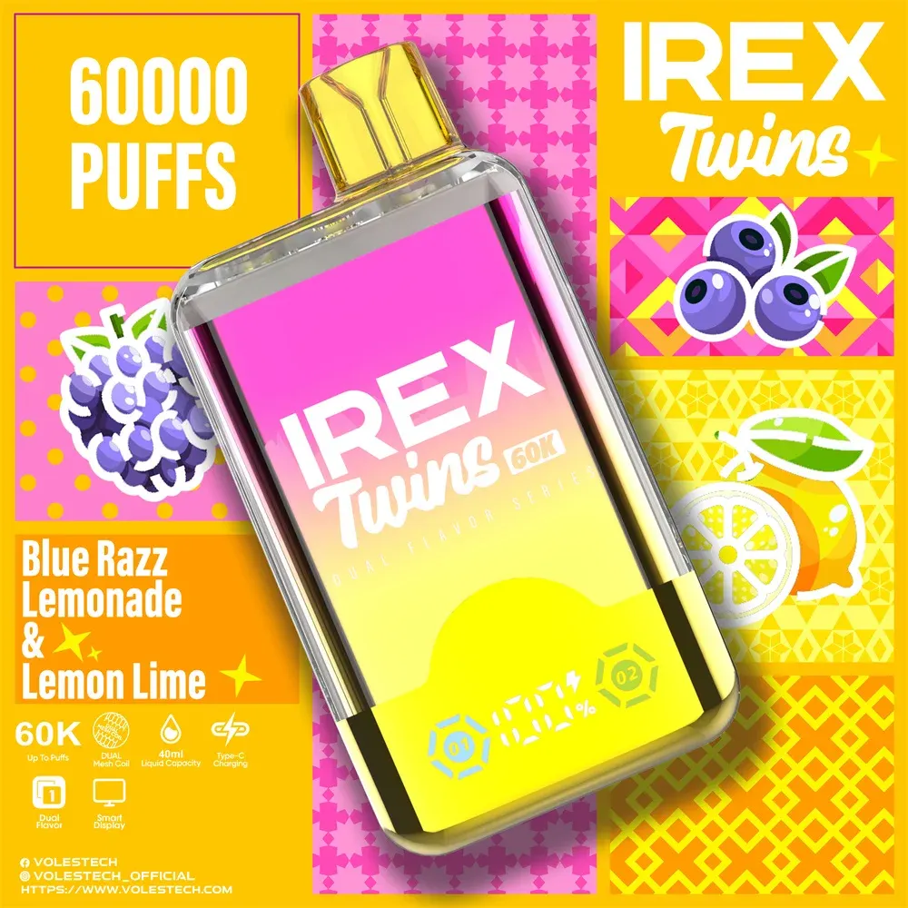 IREX TWINS 60000 60K Puffs, Disposable Vape   (10 pcs)EU mysite fumotvapeshop