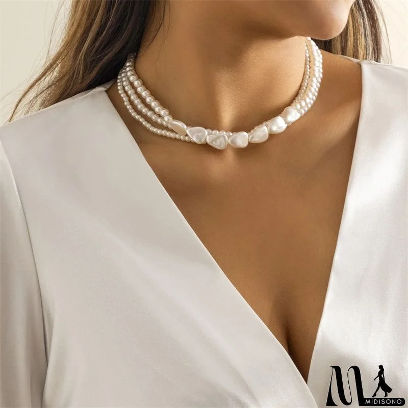 MidiSono - Stylish Knitting All Match Artificial Pearls Beads Necklace