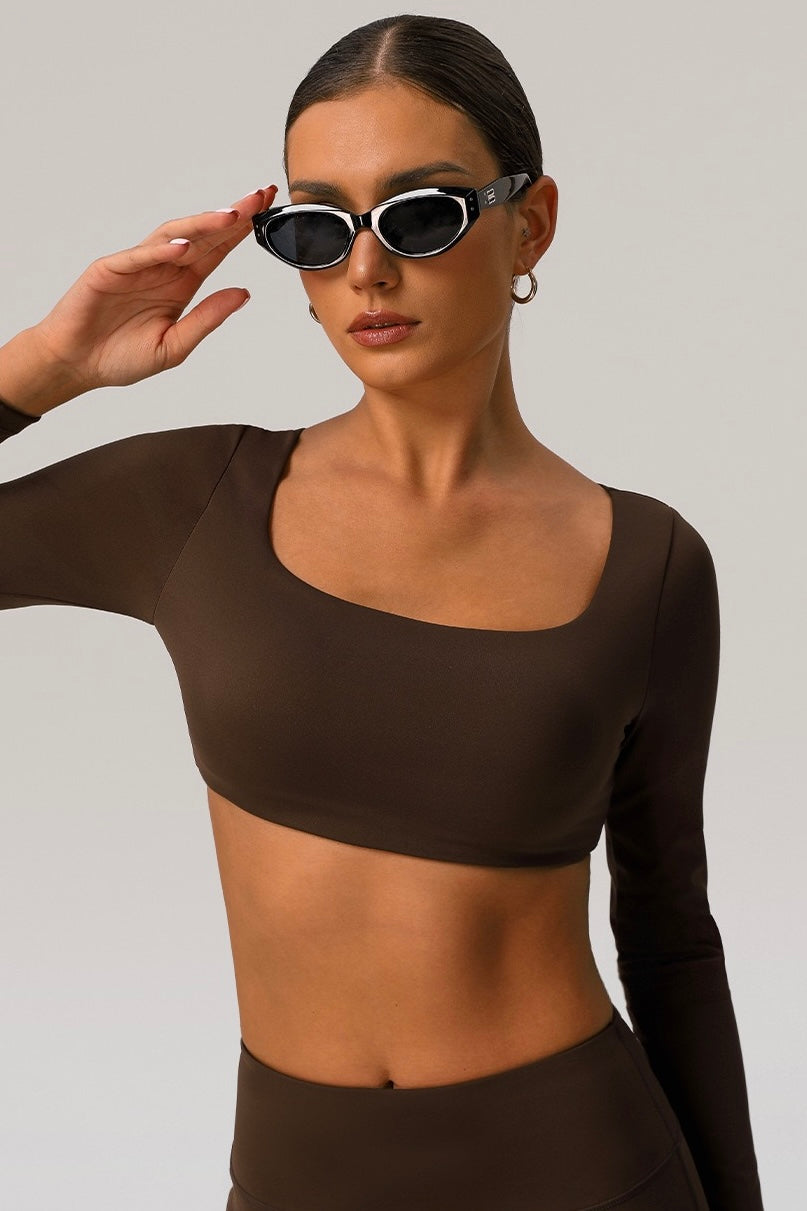 Square Neck Long Sleeve Crop Top