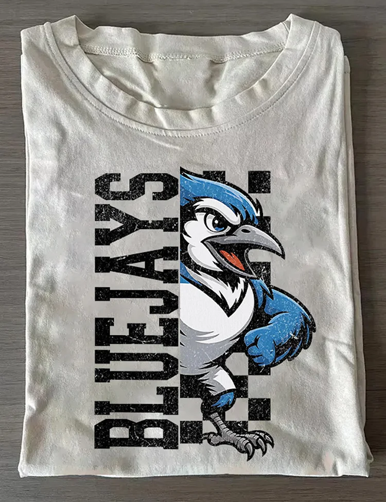Half Blue Jays Mascot Baseball T-Shirt