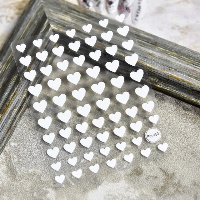 1PC 3D Nail Sticker Back Adhesive Engraved Acrylic Nail Decals Sparkly Star Love Heart Design for Manicure DIY Decorations-Nail Inspo