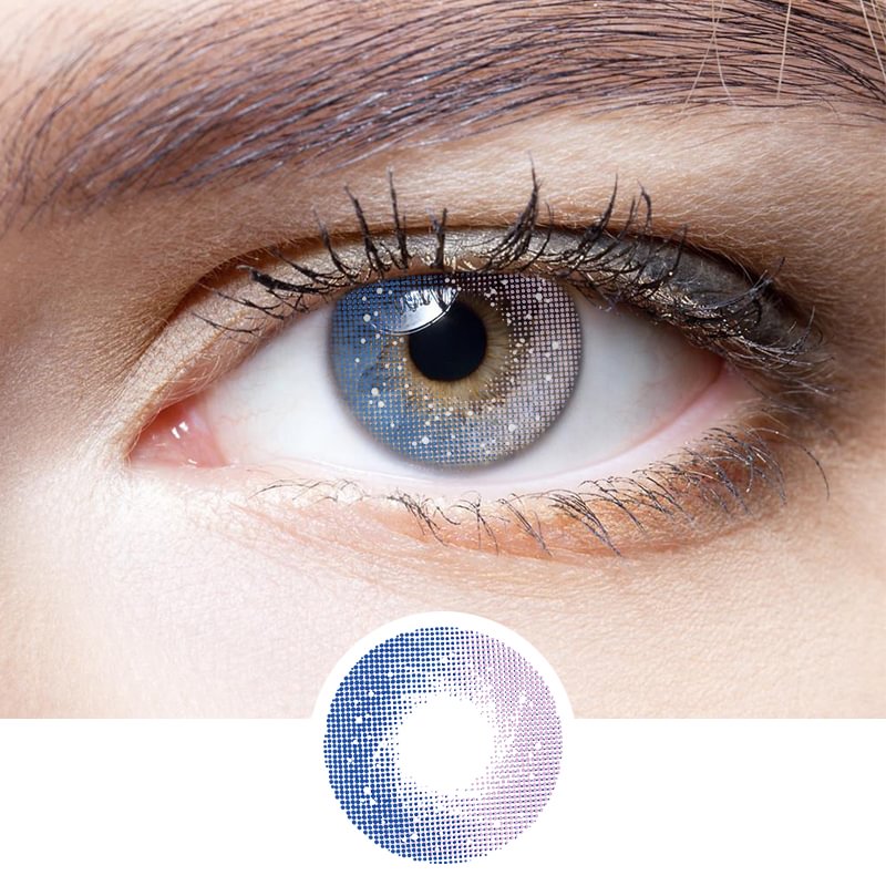 Galaxy Powder Blue Pink Prescription Colored Contact Lenses for brown ...