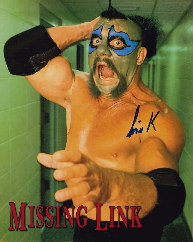 The Missing Link #2 autographed 8x10  WWF WCCW   (Deceased)