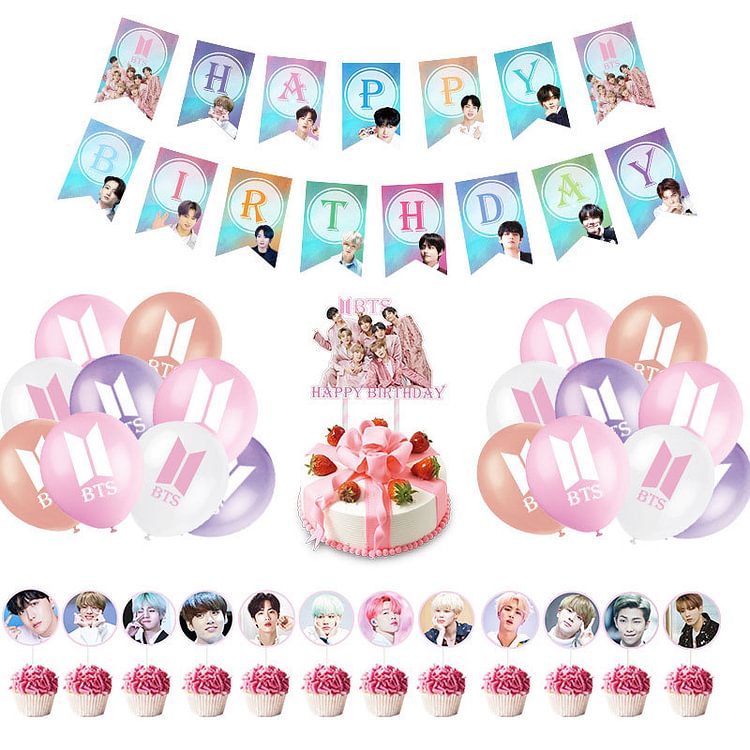 BTS Birthday Party Pink Decorations
