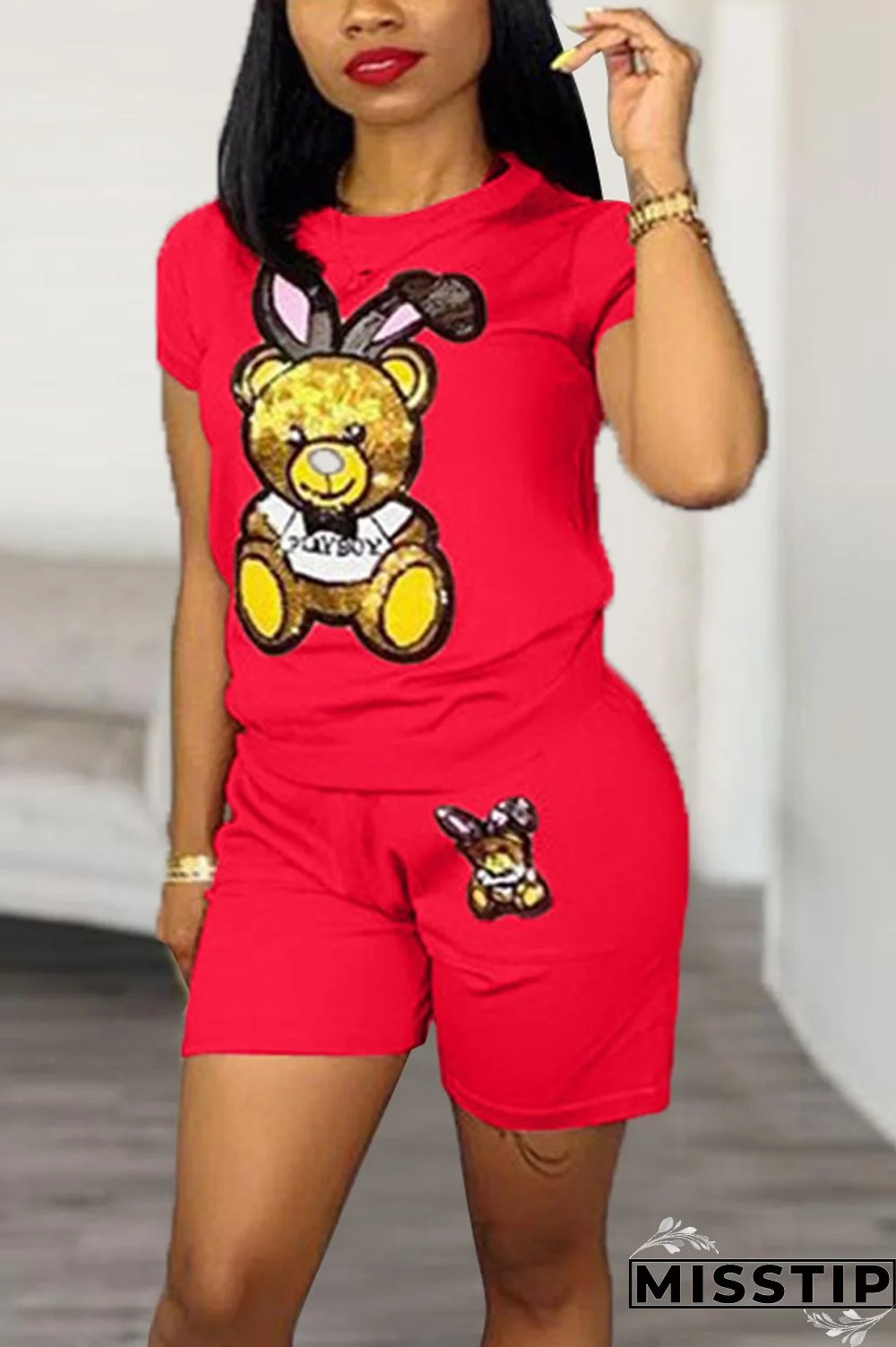 Light Blue Casual Fashion Patchwork Sequin Straight