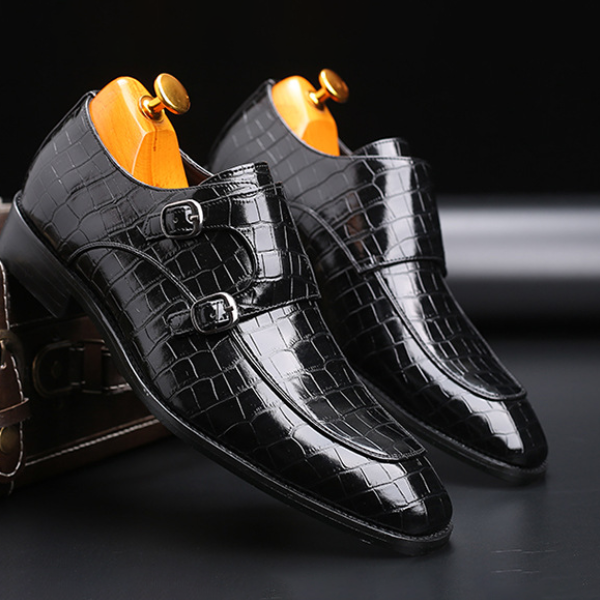 New Men's Handmade Crocodile Pattern Leather Shoes