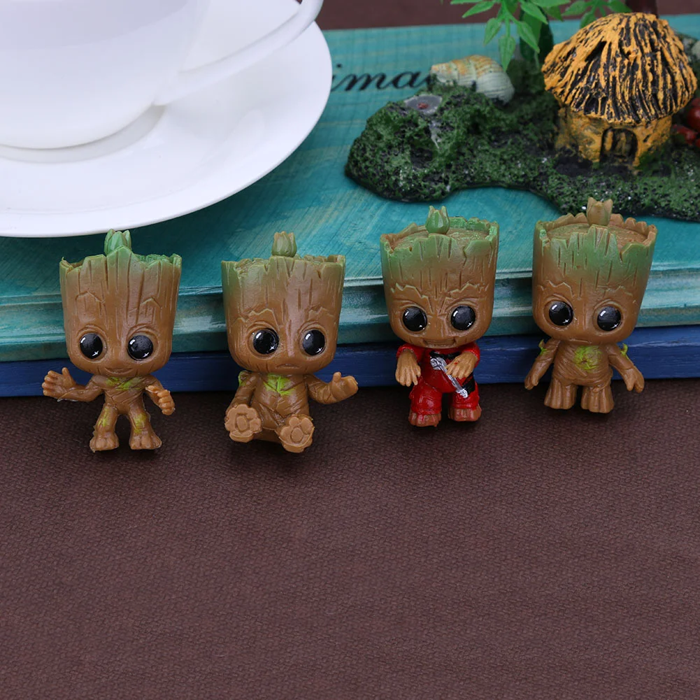 4pcs Escort Team Tree Man Figure Action Toy DIY Cake Bake Doll
