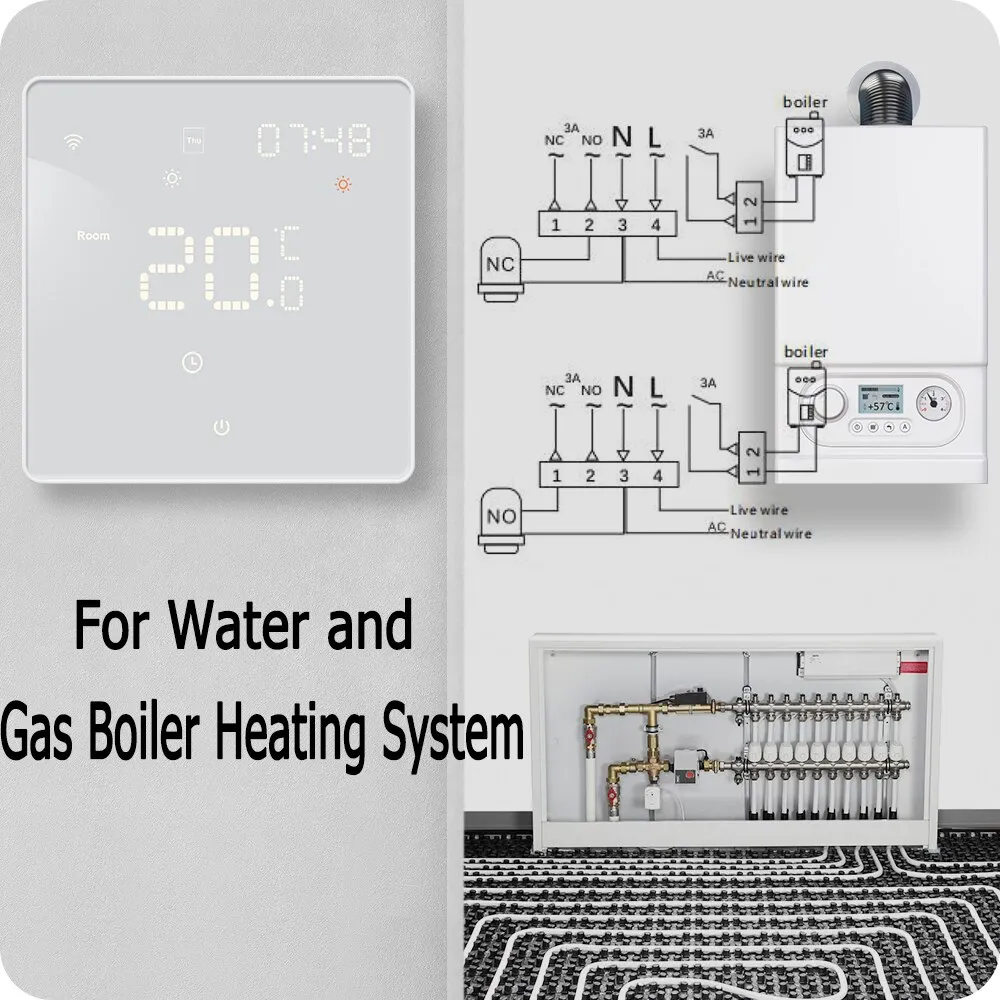 Smart Tuya WiFi Thermostat Electric Room Underfloor Heating Thermostatic  Temperature controller Work with Alexa Google Home