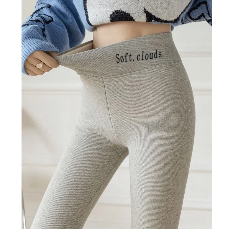 Soft Clouds Leggings Casual Warm Winter Solid Pants