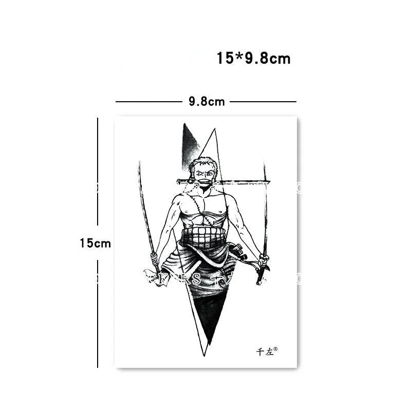 New Ace Luffy White Beard Zoro Temporary Fake Tattoo Stickers Waterproof Men and Women Long-lasting Flower Arm Tattoos