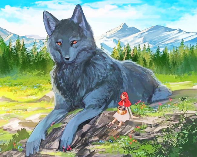 

Red Hood Girl And Fox Anime – Paint By Numbers - 40*50CM, 501 Original