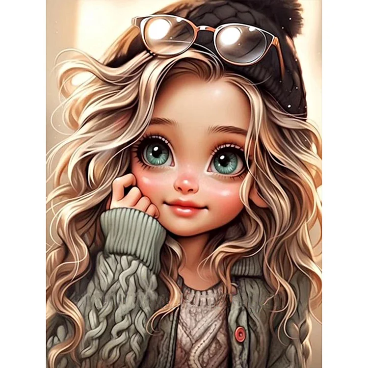 【HUGE 58% OFF SALE】5D DIY Full Round Drill Diamond Painting Big Eye Cute Girl Home Decor 30x40cm