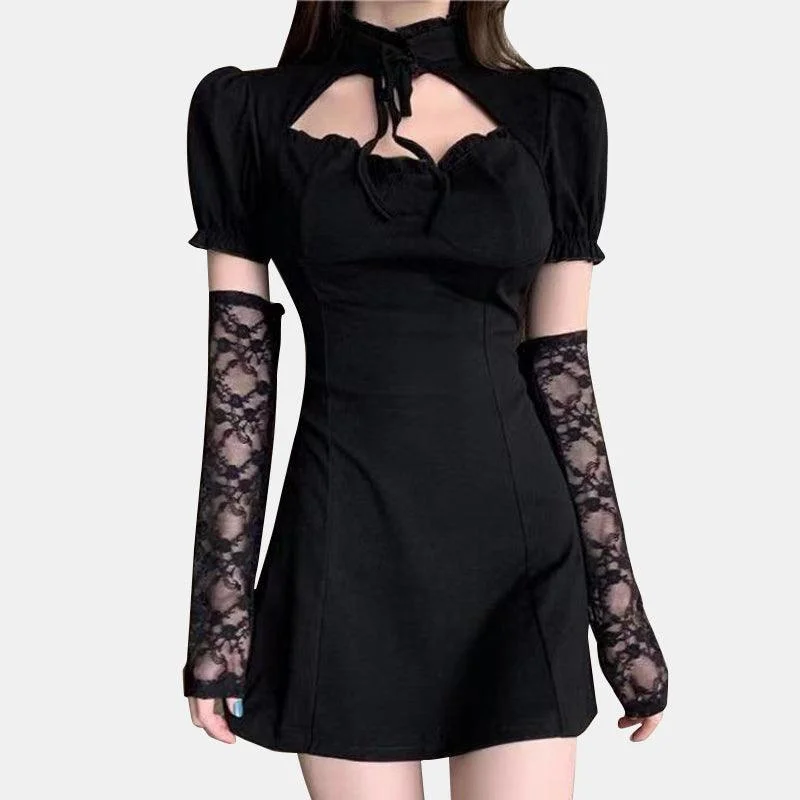 Lace Sleeves Hollow Out Dress