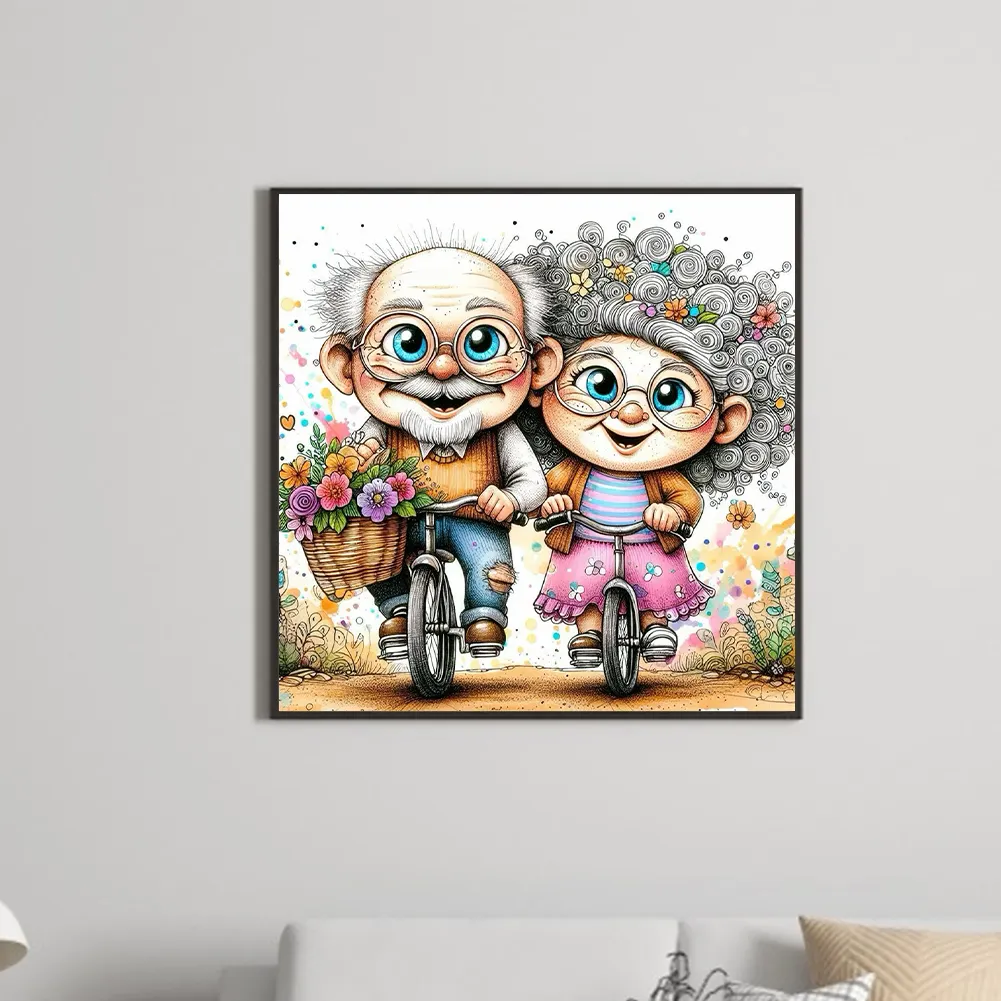 Diamond Painting - Full Round Drill - Old Couple(Canvas|30*30cm)