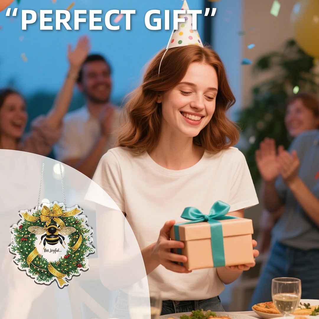 Bee 2D/Flat DIY Acrylic Special Shape Hanging Diamond Art Kits Wall Door Decor