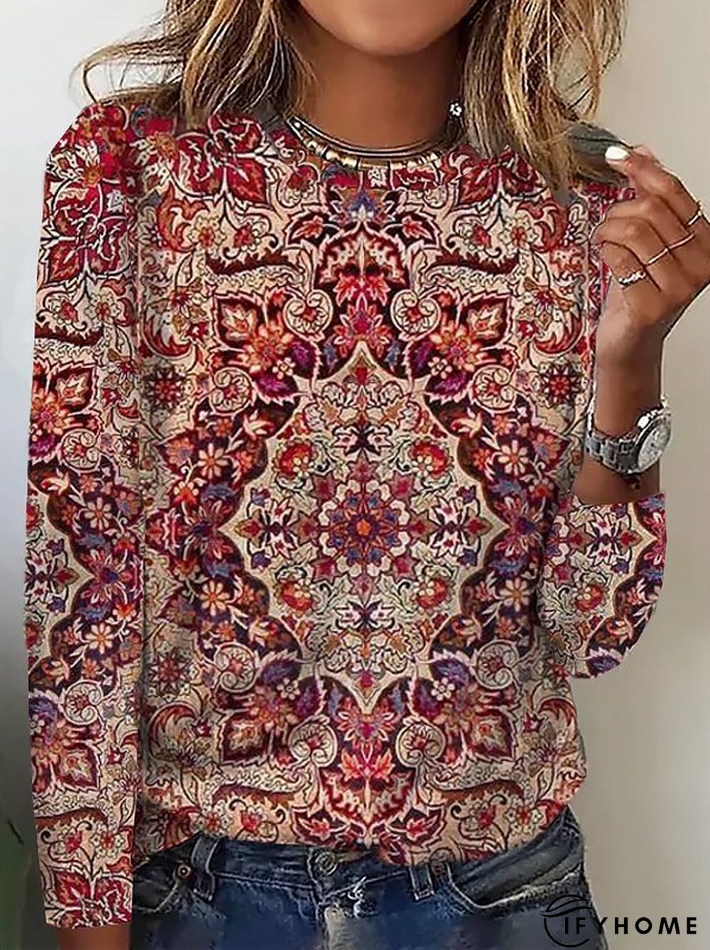 Jersey Crew Neck Loose T-Shirt | IFYHOME