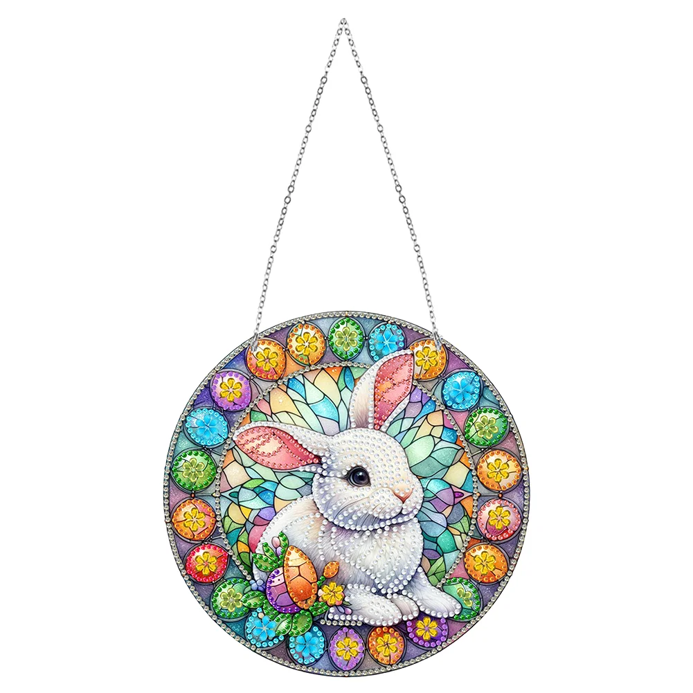 DIY Egg Bunny Sun Catcher Diamond Painting Dot Pendant for Office Decor