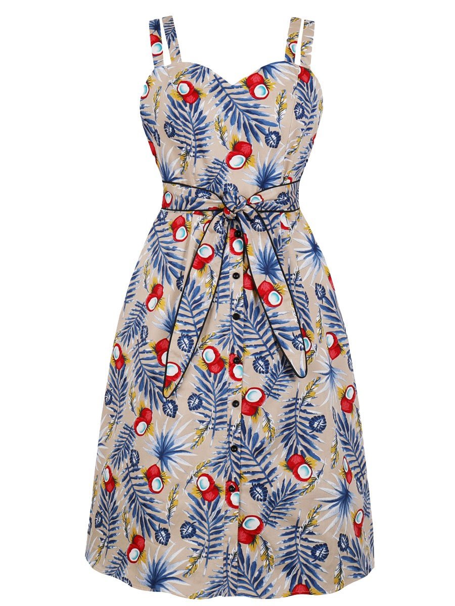 1950s Dress Floral Sash Design Slip Dress