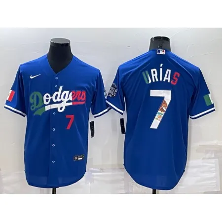 Men's Los Angeles Dodgers #7 Julio Urias Royal Mexico Cool Base Stitched Baseball Jersey DOUJ