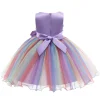 Kids Girl Princess Flower Sleeveless Sequined Bow Fluffy Wedding Dresses
