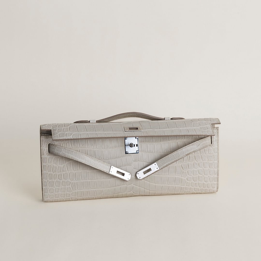 Kelly cut Matte Porosus Crocodile  8L Beton  PHW