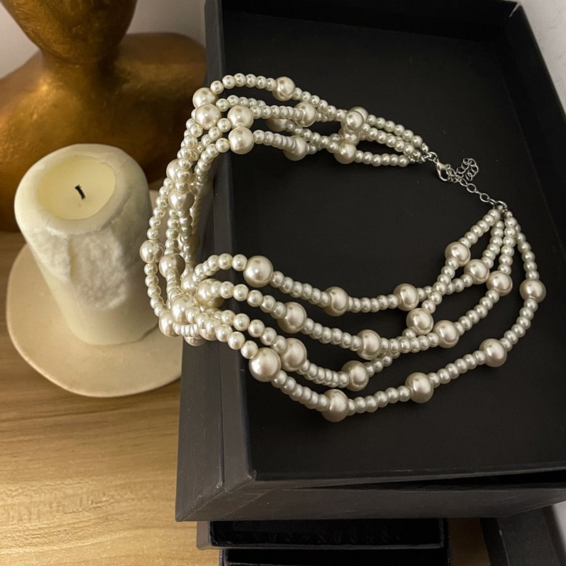 Party Vintage Pearl Multilayer Necklace Clavicle Chain