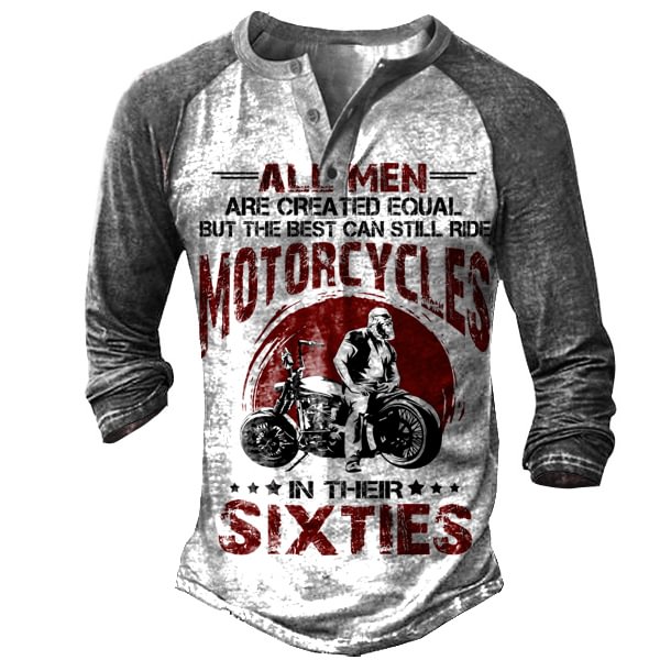 All Men Are Created Equal Motorcycle Lovers Men's Henley Button Shirt
