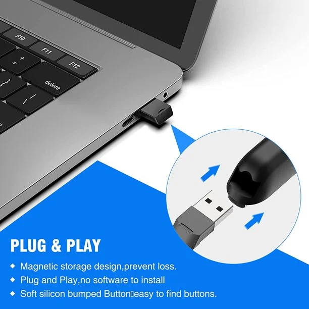 DinoFire Wireless Presenter Remote with Air Mouse Control, Rechargeable USB Presentation Clicker PPT Pointer RF 2.4GZ PowerPoint Clicker Slide Advancer for Computer Laptop Mac