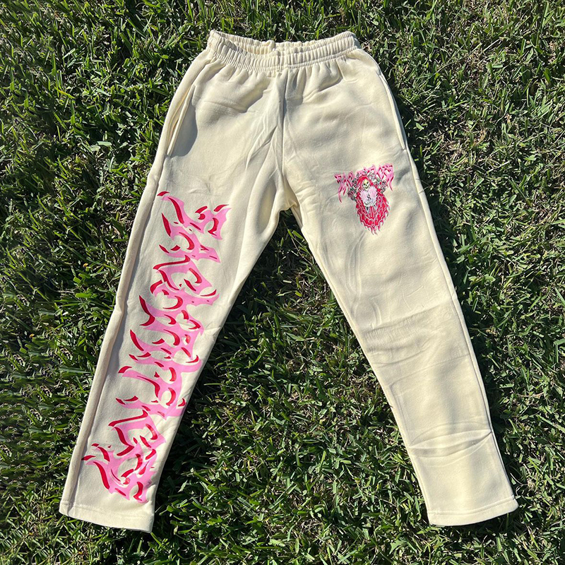 Simple Contrasting Letter Print Casual Men'S Trousers