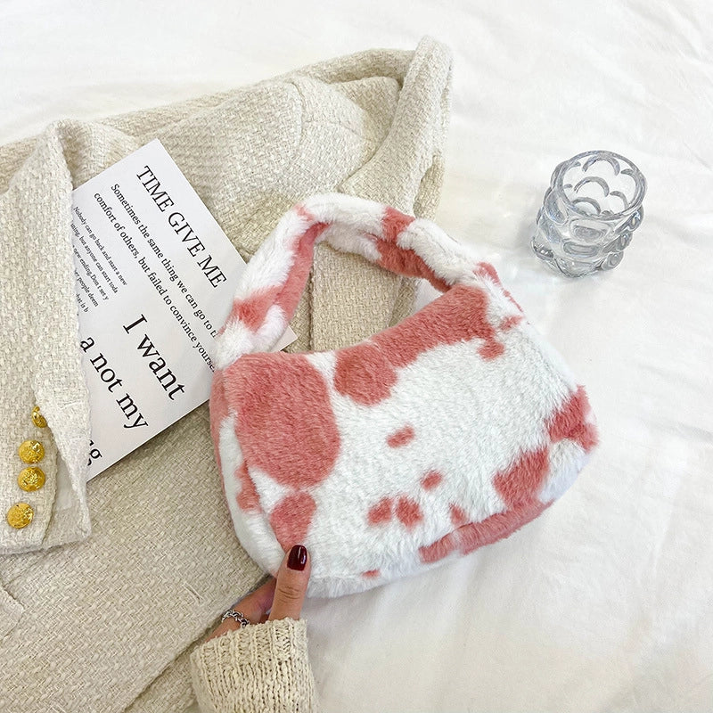 Women’s Small Plush Leopard Vintage Style Classic Style Dumpling Shape Zipper Handbag