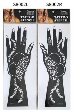 1pair 2pcs hand sleeve temporary tattoo stencil henna lace mandala tattoo template spray paint templates sheets lotus flowers