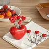 5/10 pi&egrave;ces Fourchettes &agrave; fruits en forme de coeur rouge en acier inoxydable