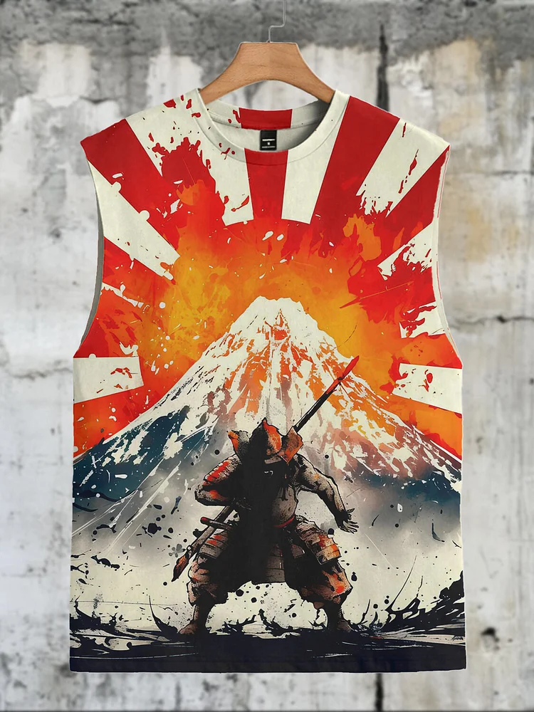 Men's Samurai At Mount Fuji Art Print Tank Top