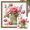 Flowers Full 18CT 2 Strands DIY Stamped Cross Stitch Kits for Beginners Adults Home Wall Decor Cross Stitch Art and Crafts Kits 25x25cm