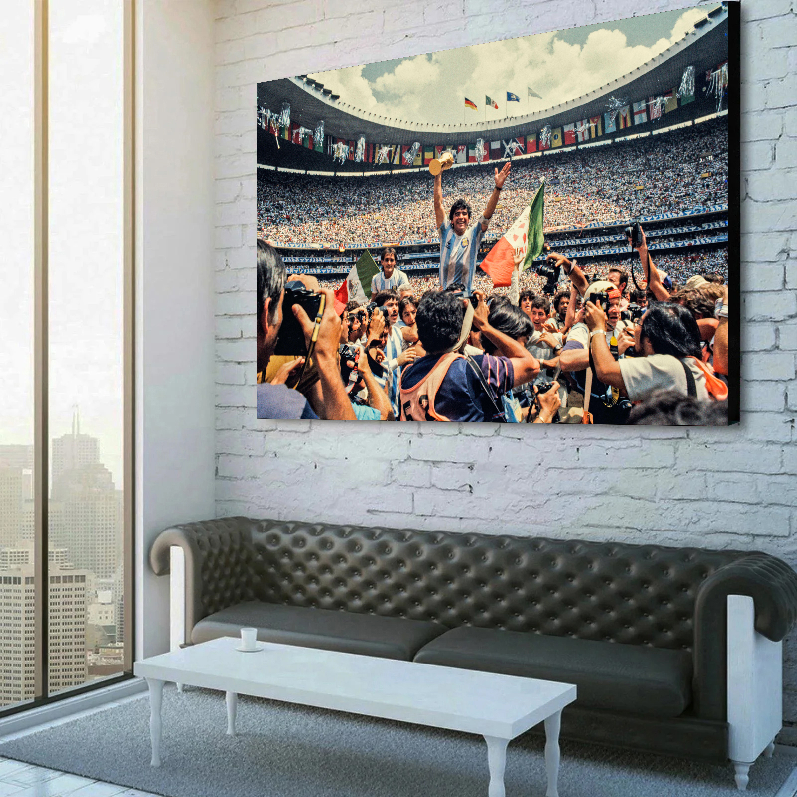 Diego Maradona lifts the World Cup Canvas Wall Art 