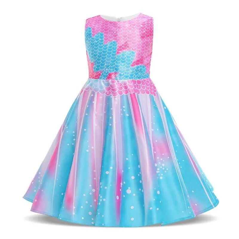 2021 Summer Sequins Fish Dress Girl Clothes Kids Dresses For Girls Children Ball Gown Evening And Party Princess Dress Mermaid