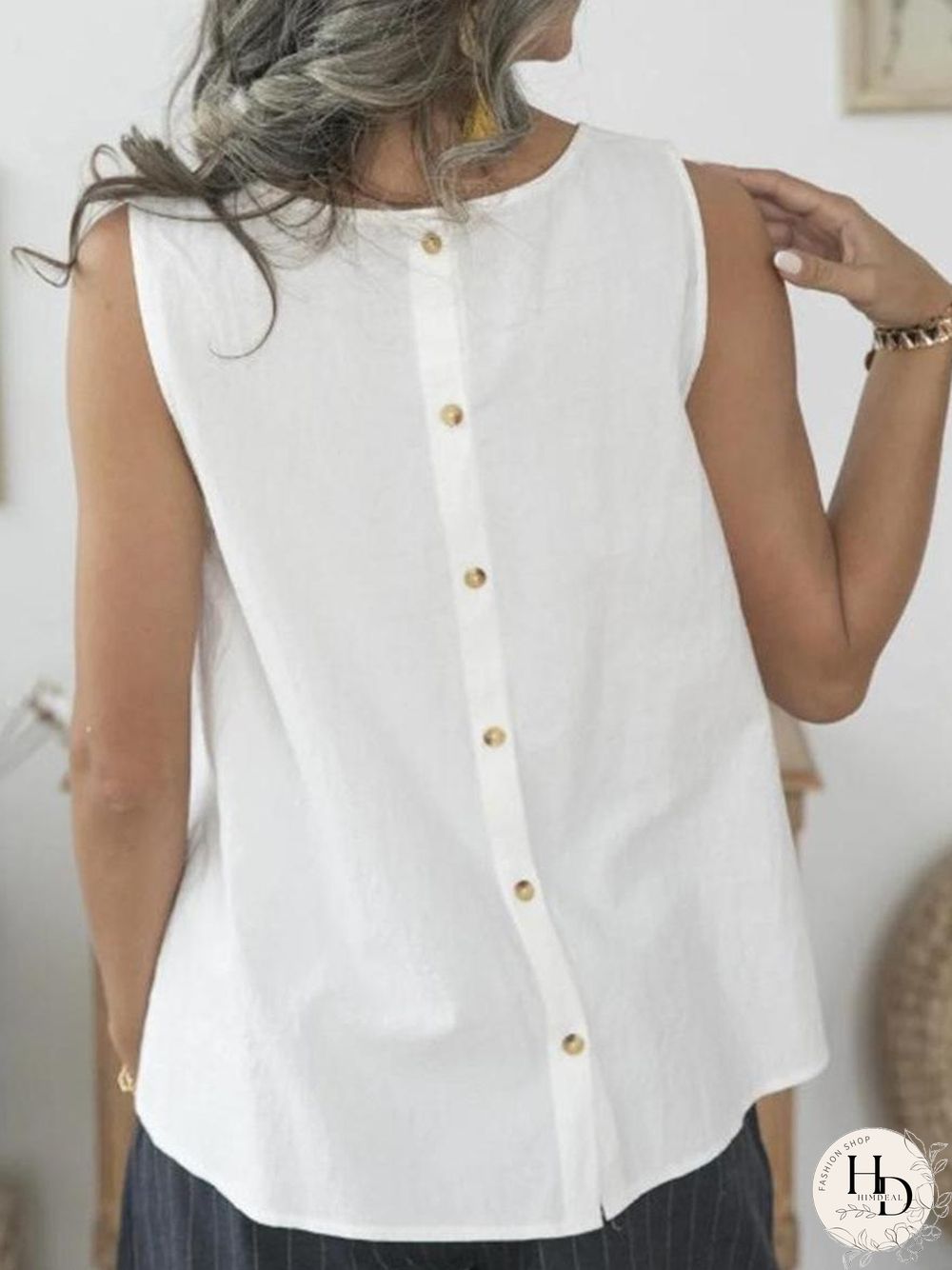 Women's Casual Solid Color Sleeveless Shirt