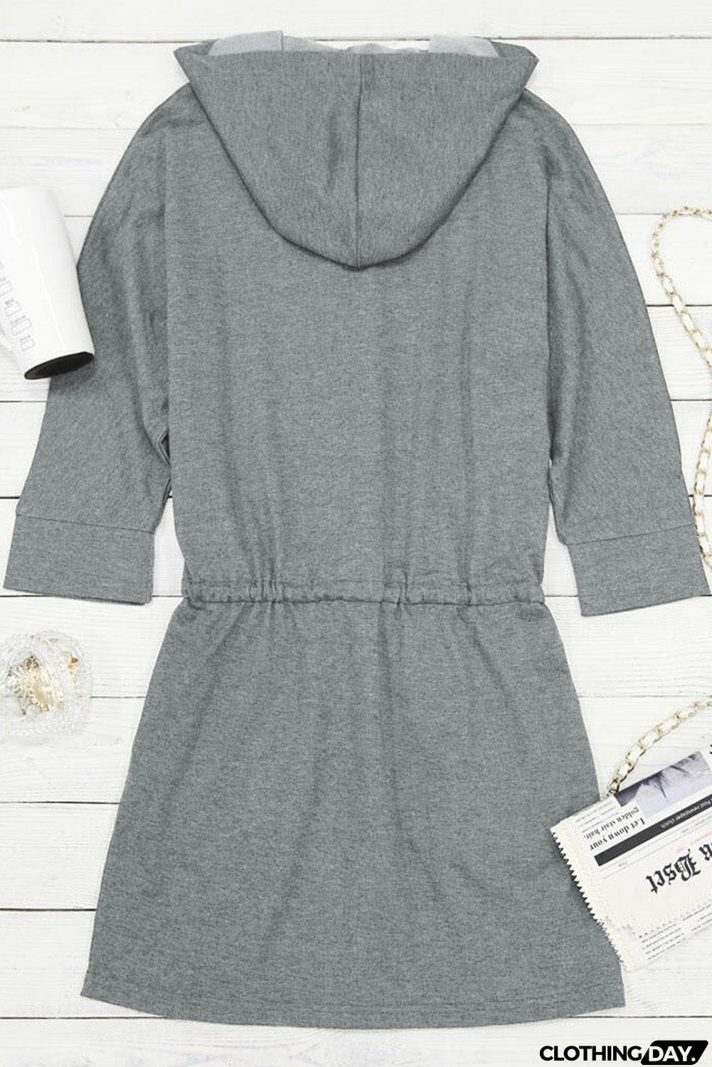 Pocket Lace Up Drawstring Hooded Mini Dress