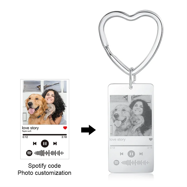Scannable Spotify Code Keychain with Photo Music Keychain