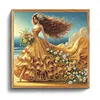 Seaside Golden Gown Lady Special Shaped 5D DIY Partial Drill Diamond Painting Kits 30x30cm Diamond Art Kit for Adults Home Decor