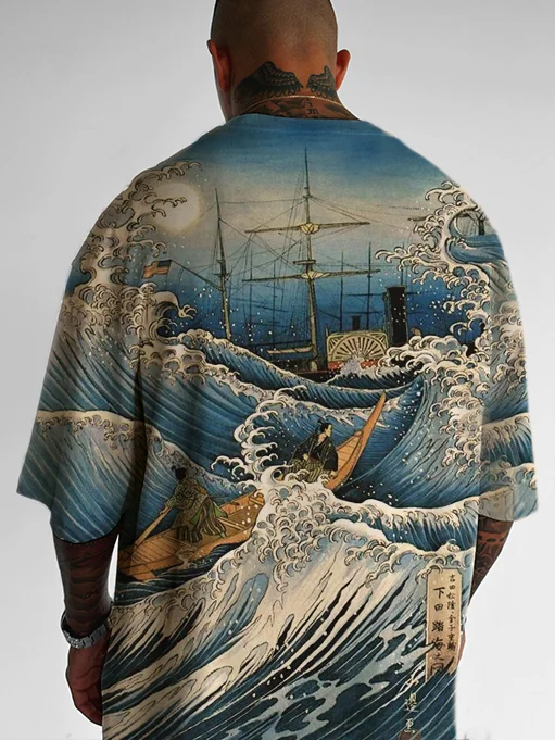 Men's Ocean Art Print Casual T-Shirt