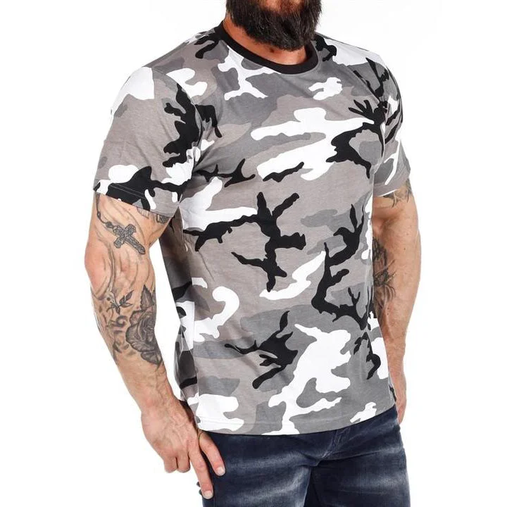 Men's Plus Size Army Brandit T-shirt - White / Camo