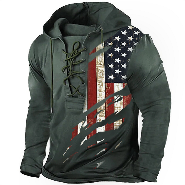 American Flag Distressed Design Print-The Best Gift For Patriots Retro Hoodie